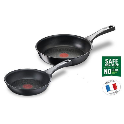Tefal Aluminium Cookware | Unlimited ON 20/26cm Frying Pan Twin Set - Black